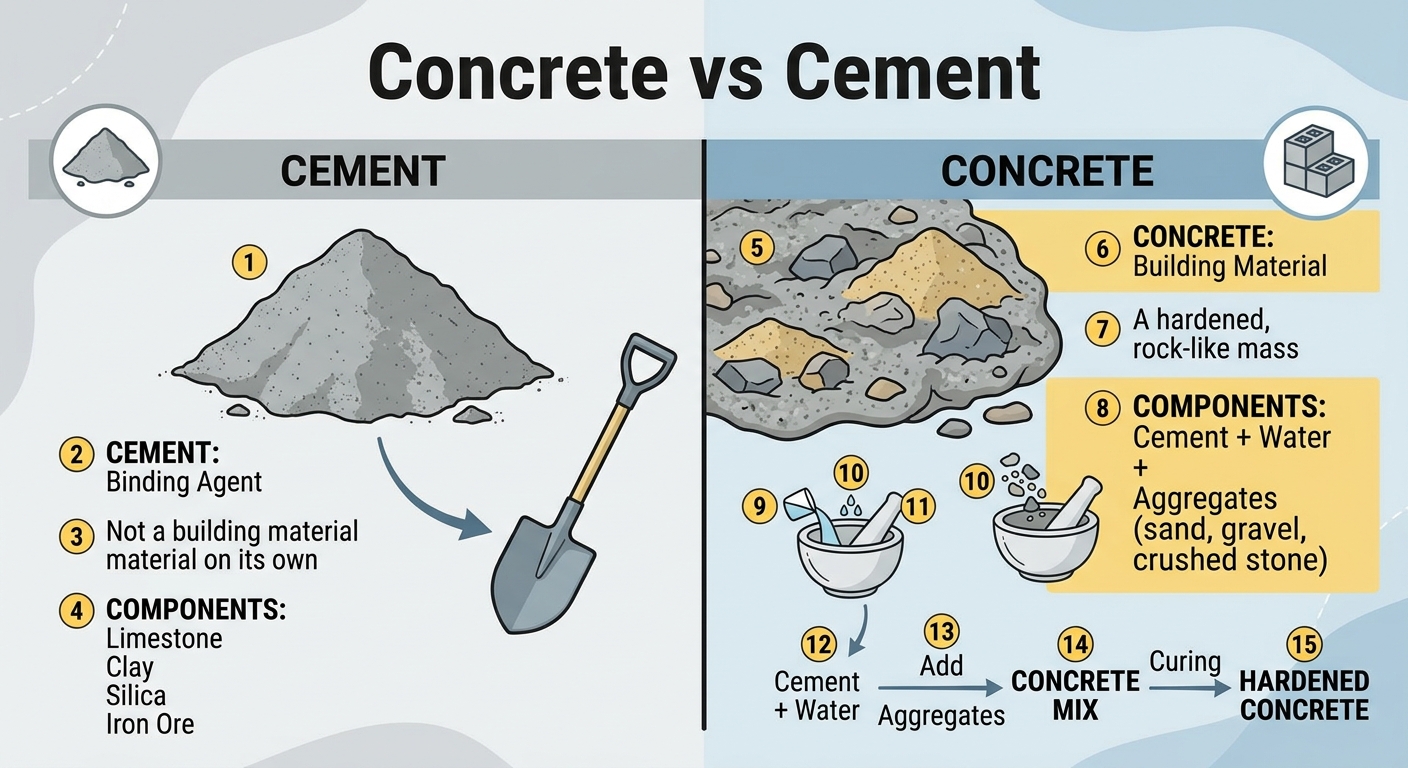 What's the Difference Between Concrete and Cement?